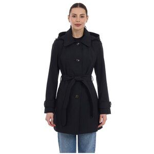 London Fog Women's Single-breasted Trench Raincoat In Black Size Large NWT